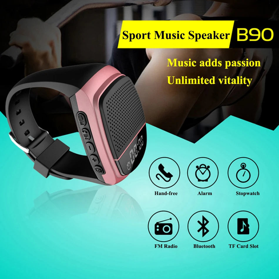 Wireless Wearable Sports Bluetooth Speaker Watch with MP3 Player FM Radio Selfie Alarm