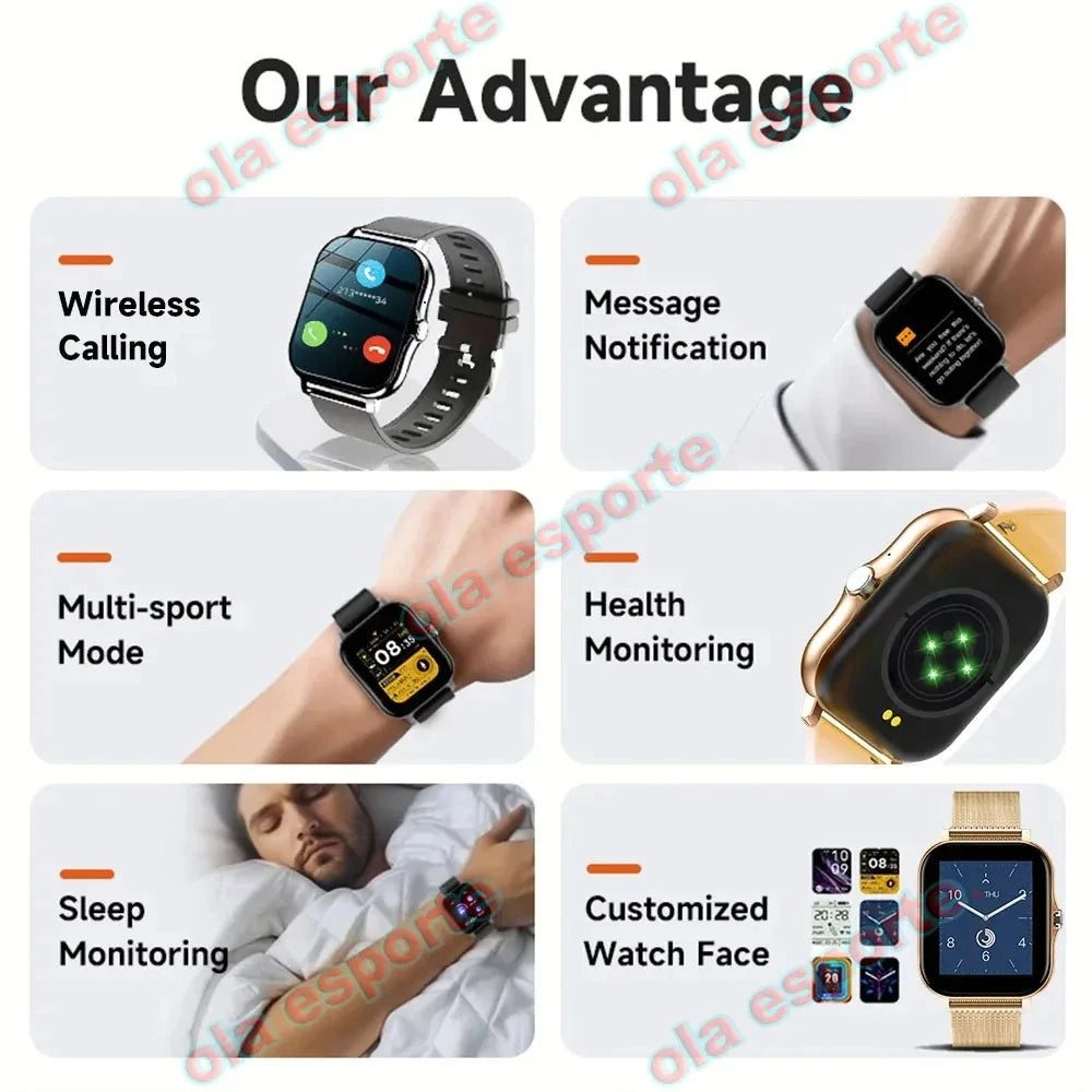 2024 New in Smart Watch Women Men Smartwatch Touch Dial Bluetooth Call Music For Android IOS Fitness Tracker Sport Smartwatch