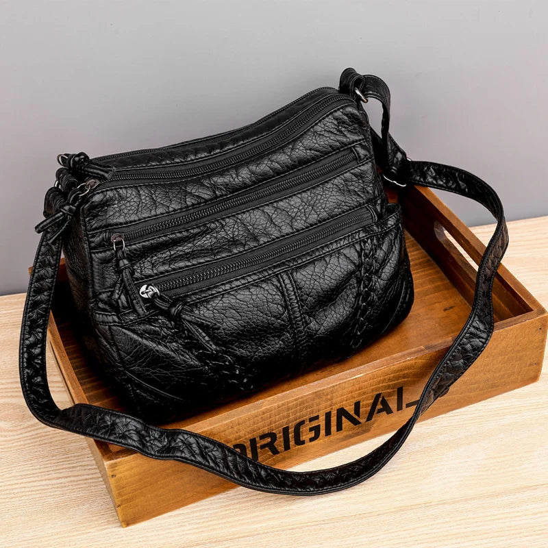 Vintage Women Soft PU Leather Messenger Shoulder Bag
