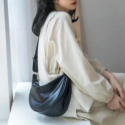 Half Moo PU Leather Zipper Crossbody Bags For Women